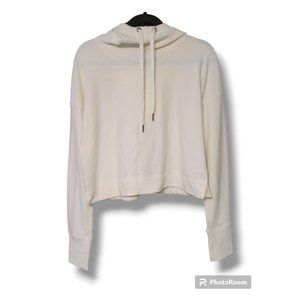 Sweaty Betty Lily White Fleece Cropped Hoodie Sweatshirt - M